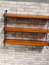 etagere  1950 scandinave  bois plaqage  chene  vernis ; h 63