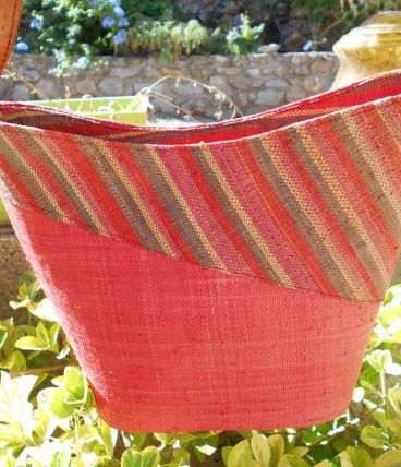 SAC A MAIN TISSU DE RAPHIA STYLE VANESSA BRUNO MULTICOLORE 