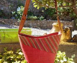 SAC A MAIN TISSU DE RAPHIA STYLE VANESSA BRUNO MULTICOLORE 