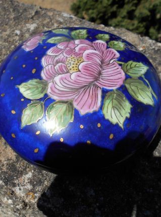 BOITE A BIJOUX LIMOGES PORCELAINE ART NOUVEAU DORE OR FIN
