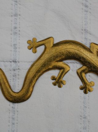 Figurine Lézard En Laiton Ciselé 28cm 
