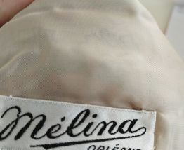 Robe beige motifs violets Vintage