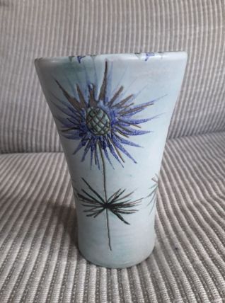 Vase vintage au décor de chardons signé Savoie