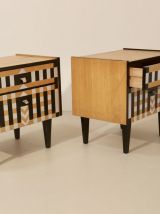 Paire de table de chevet relookée porte battantes année 60. 