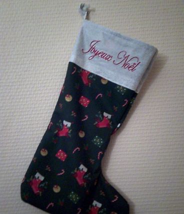 Botte de noël brodé Joyeux Noël - fait main