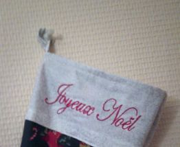 Botte de noël brodé Joyeux Noël - fait main