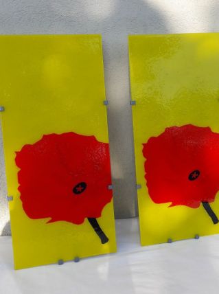Paire d'appliques coquelicot