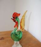 Statuette coq en verre années 80