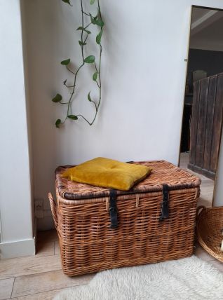Grande malle rotin vintage