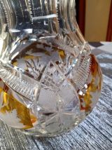  ancien vase en cristal de bohème, animaux de la