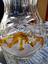  ancien vase en cristal de bohème, animaux de la