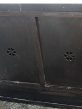 Meuble chinois cabinet en bois laqué incrustations de pierre