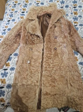 Manteau fourrure et satin beige Doré 