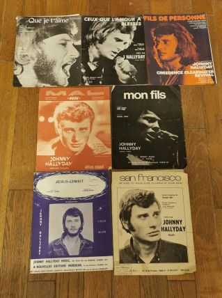 Lot de 7 anciennes partitions Johnny Hallyday 