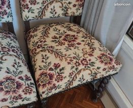 Lot de deux chaises vintage tapissées bois