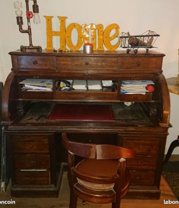 Ancien Bureau américain cylindre secrétaire vintage