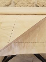 Grand Drap Ancien en Lin et Métis Fleur Bleue
