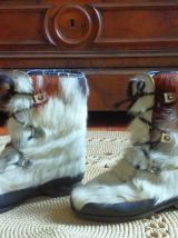 Bottes  fourrées vintage (poils de chèvre) - Années 70