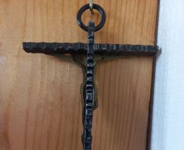 Crucifix mural en cuivre croix en métal noir Vintage