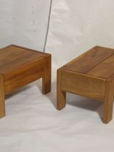 Paire de tables de chevet Regain orme massif année 70-80