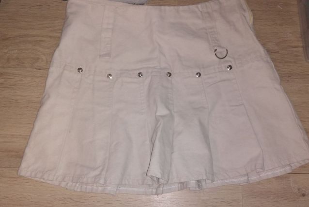 Jupe courte mini jupe plissée jupette beige femme fille 34 X