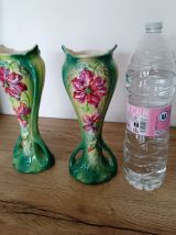 Vases art nouveau barbotine 1900 (la paire)