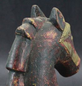 Tête de cheval bois et laiton ancienne
