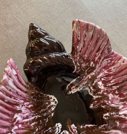 Grande corbeille - coupelle en forme de coquillage rose