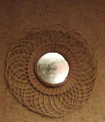 MIROIR EN ROTIN VINTAGE (60's 70's)