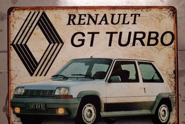 Plaque métal vintage Renault Supercinq GT turbo 1