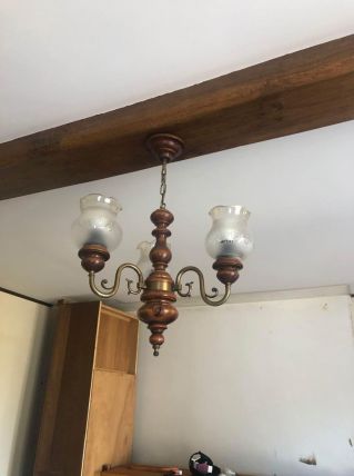 lustre 3 branches avec verres 