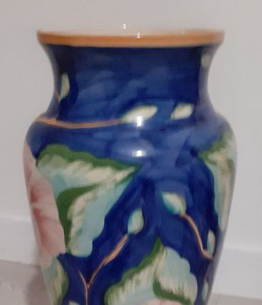 Grand vase, porte parapluie peint à la main