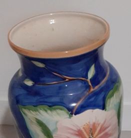 Grand vase, porte parapluie peint à la main