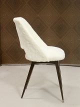 Chaise année 1970 Entièrement restaurée tissu effet fourrure