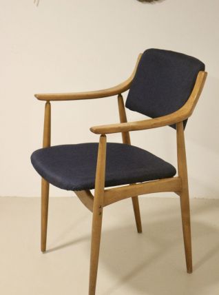 Chaise scandinave 1960 accoudoirs incurvés. Réf Yaya