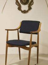 Chaise scandinave 1960 accoudoirs incurvés. Réf Yaya