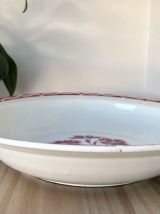 Plat vintage retro Lunéville modèle Annecy fleurs rouges