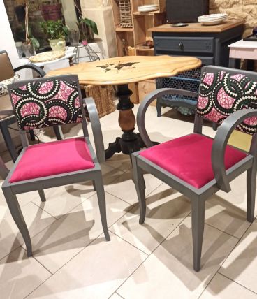 Paire de fauteuils bridge tissu wax