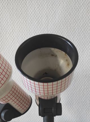 Spots année 70 métal blanc quadrillage rouge