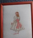 tableau brodée petite fille romantique