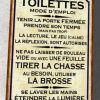 Plaque métal vintage Toilettes mode d'emploi