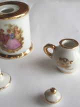 Mini tisanière porcelaine de limoges signée RP scène galante