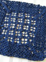 Housse coussin crochet fait main Vintage 60'S bleu-marine