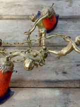 LUSTRE 3 CHÉRUBINS PUTTI EN BRONZE