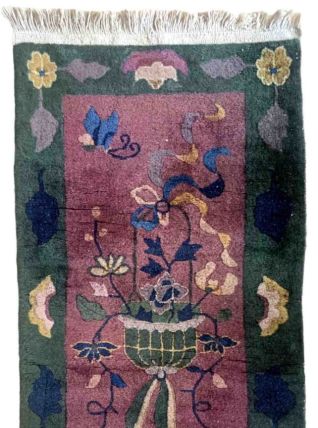 Tapis ancien Chinois Art Deco fait main, 1B960