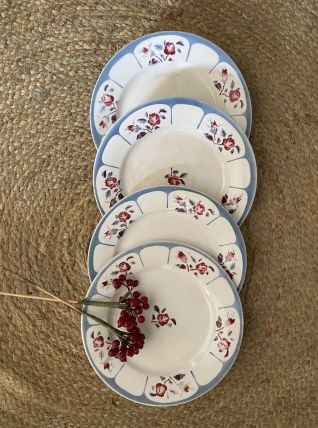 4 assiettes plates Digoin Sarreguemines Ninette.