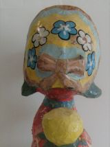 Jouet ancien papier mâché peint carton bouilli chien 