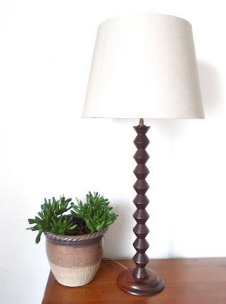 Grande lampe en bois art déco style Dudouyt 