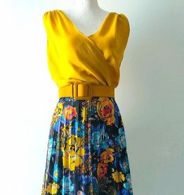 JUPE LONGUE PLISSÉE A FLEURS