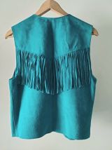 GILET A FRANGE  CUIR 